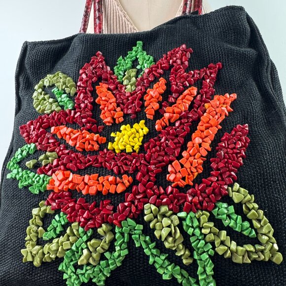 Desmo Tote Bag Black Embellished Flower Python - Picture 4 of 12